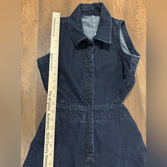 ASOS Back Cutout Dark Wash Blue Denim Jumpsuit Collared Sleeveless size 10 - Picture 10 of 16